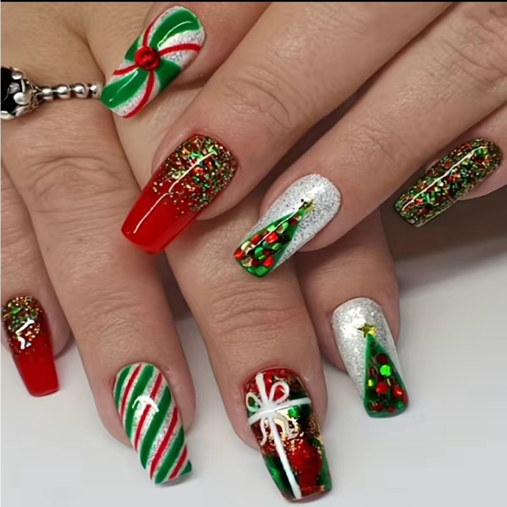 Christmas Press On False Nails Set